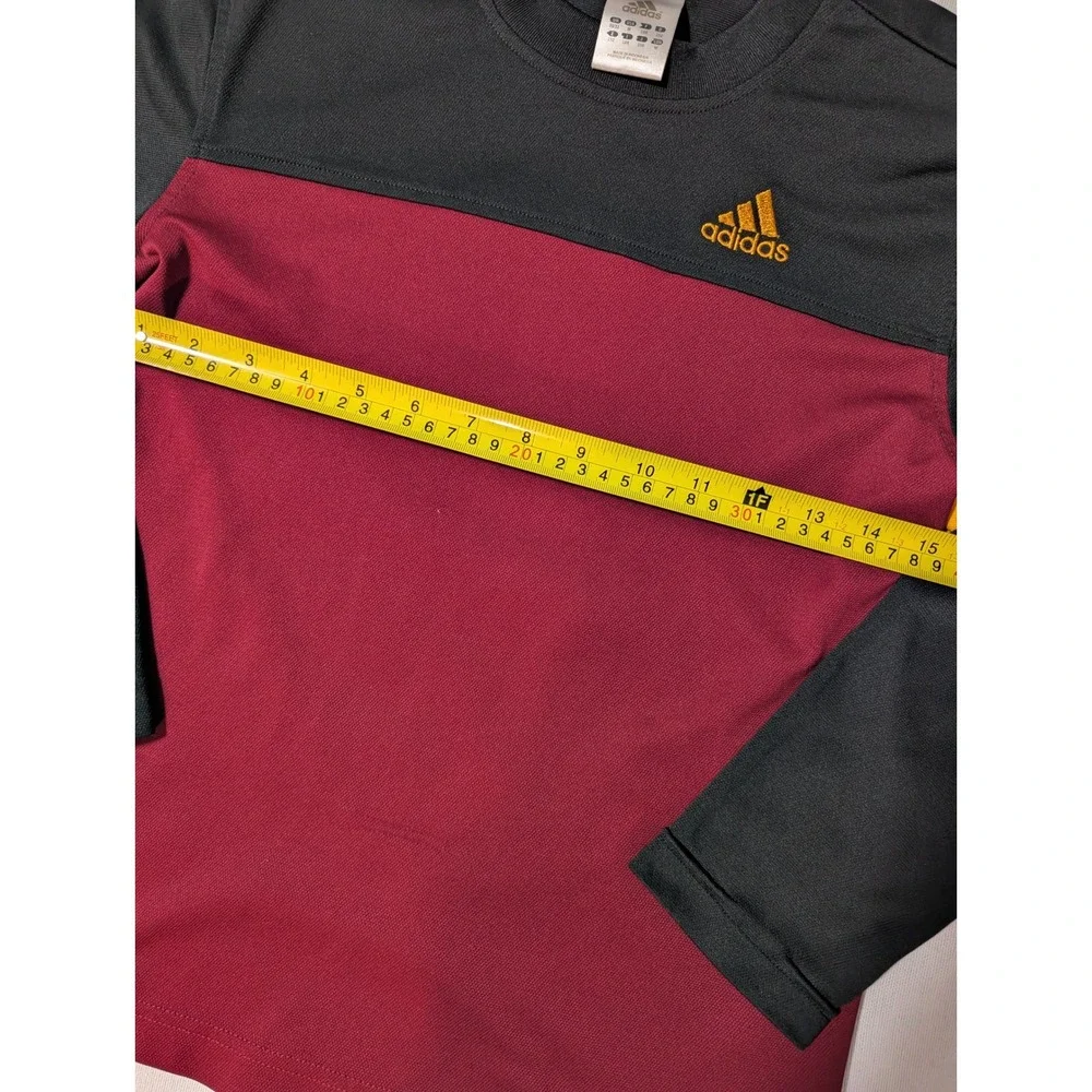 Vintage Y2K Adidas Long Sleeve Shirt Youth M Medium Maroon Black Yellow 2005